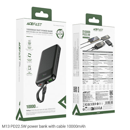 Externí baterie Acefast M13, 10000mAh, 22.5W, QC + PD, 1 x USB-A - 2 x USB-C, černá