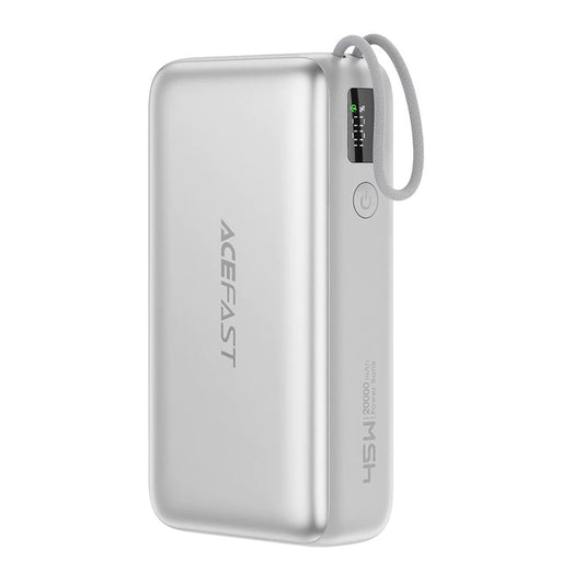 Externí baterie Acefast M34, 20000mAh, 45W, QC + PD, 1 x USB-A - 2 x USB-C, Stříbrná