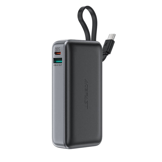Externí baterie Acefast M7, 10000mAh, 30W, QC + PD, 1 x USB-A - 2 x USB-C, černá.
