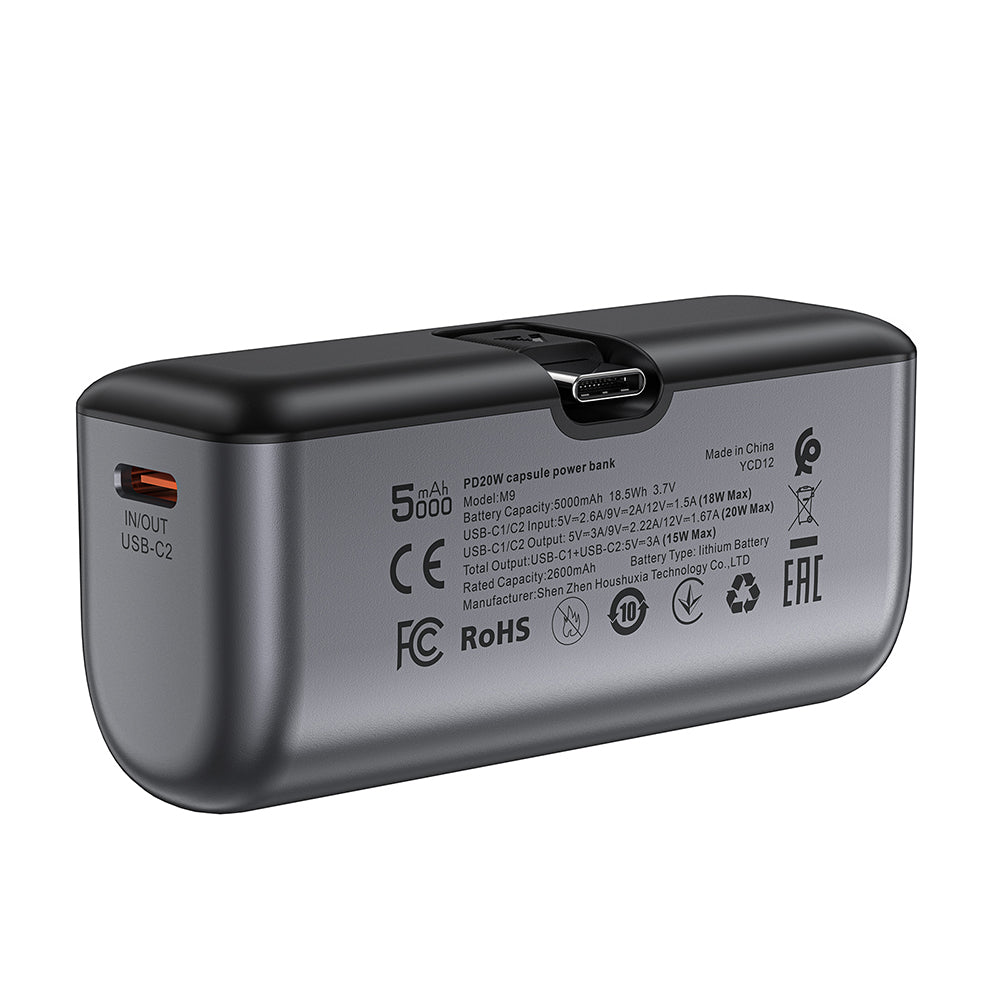 Externí baterie Acefast M9, 5000mAh, 20W, PD, 2 x USB-C, černá