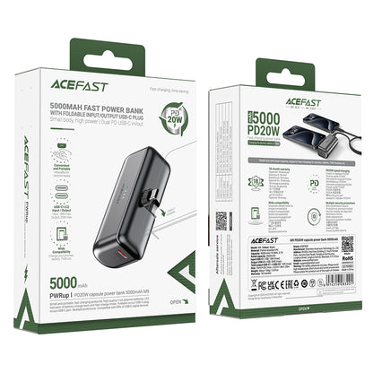 Externí baterie Acefast M9, 5000mAh, 20W, PD, 2 x USB-C, černá