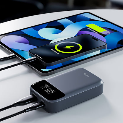 Externí baterie Allity. APB-200 PocketPower, 10000mAh, 33W, QC + PD, 1 x USB-A - 1 x USB-C, Šedá