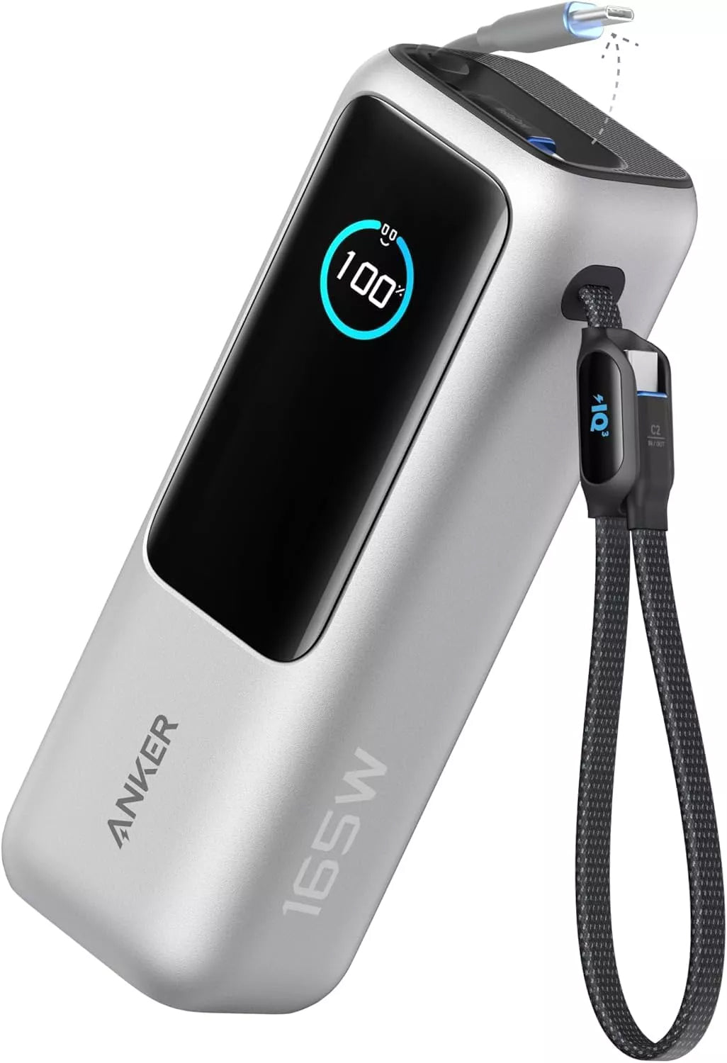 Externí baterie Anker, 25000mAh, 165W, QC + PD, 1 x USB-A - 3 x USB-C, Stříbrná A1695H41