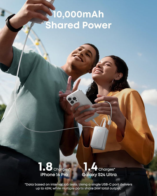 Externí baterie Anker Nano, 10000mAh, 45W, QC + PD, 1 x USB-A - 1 x USB-C, Bílá A1638H21