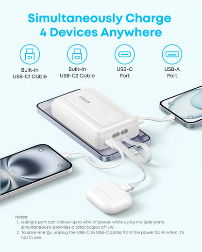 Powerbanka Anker Zolo, 20000 mAh, 45 W, QC + PD, 1× USB-A – 3× USB-C, černá A110MH12