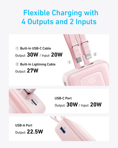 Powerbanka Anker Zolo, 20000 mAh, 30 W, QC + PD, 1× Lightning – 1× USB-A – 2× USB-C, černá A1681012