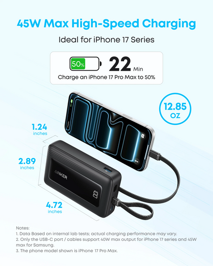 Powerbanka Anker Zolo, 20000 mAh, 30 W, QC + PD, 1× Lightning – 1× USB-A – 2× USB-C, černá A1681012