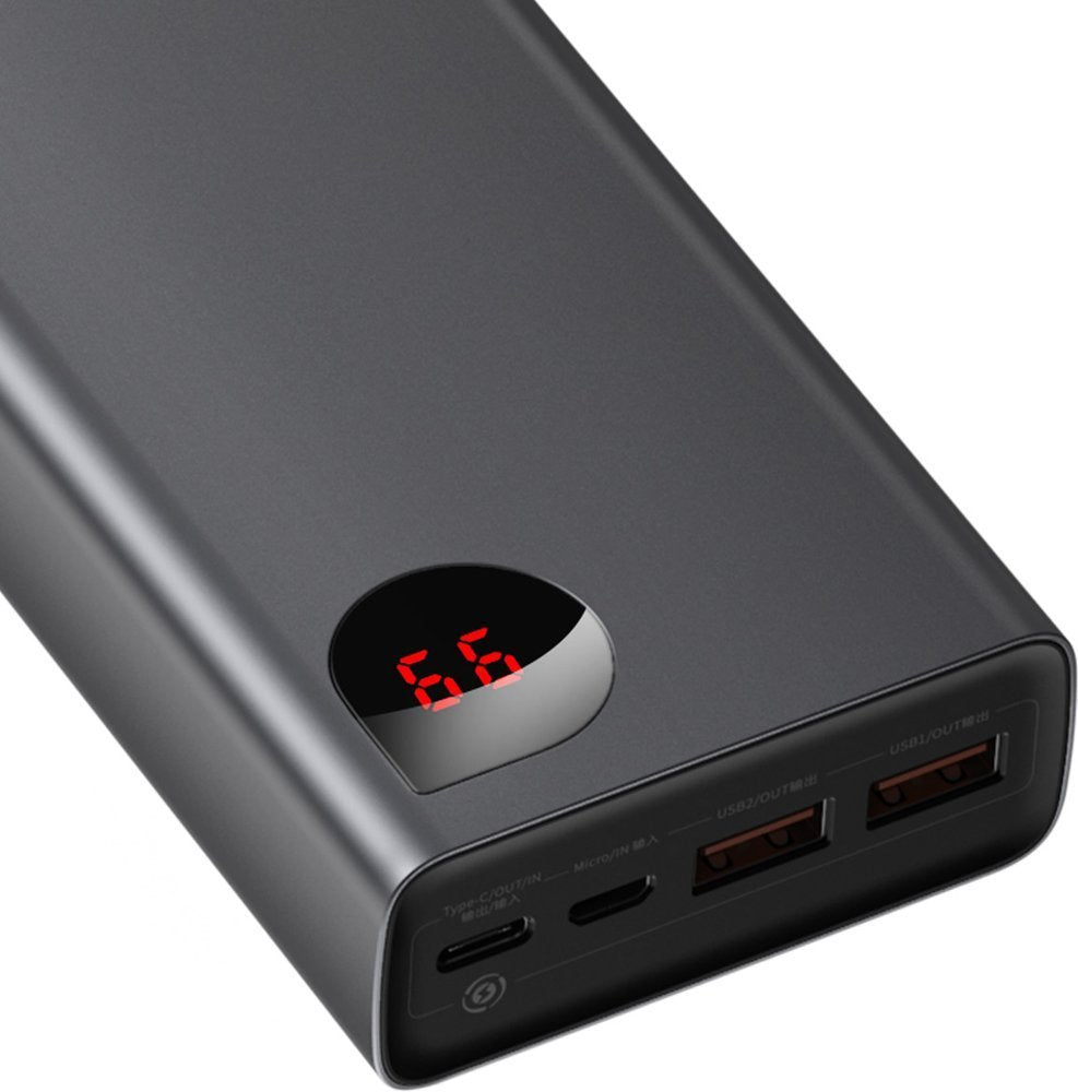 Externí baterie Baseus Adaman, 20000mAh, 65W, QC + PD, 1 x USB-C - 2 x USB-C, Černá, Znovu zapečetěná PPIMDA-D01