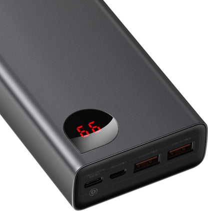 Externí baterie Baseus Adaman, 20000mAh, 65W, QC + PD, 1 x USB-C - 2 x USB-C, Černá, Znovu zapečetěná PPIMDA-D01