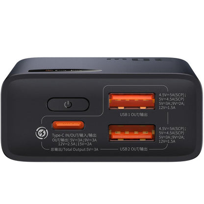 Externí baterie Baseus Adaman2, 10000mAh, 30W, QC + PD, 1 x USB-C - 2 x USB-A, černá PPAD040101