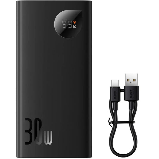 Externí baterie Baseus Adaman2, 10000mAh, 30W, QC + PD, 1 x USB-C - 2 x USB-A, černá PPAD040101