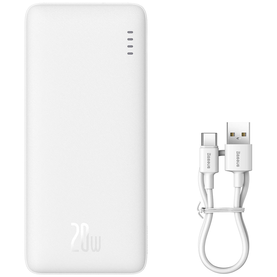 Externí baterie Baseus Airpow, 10000mAh, 20W, QC + PD, 1 x USB-A - 1 x USB-C, bílá