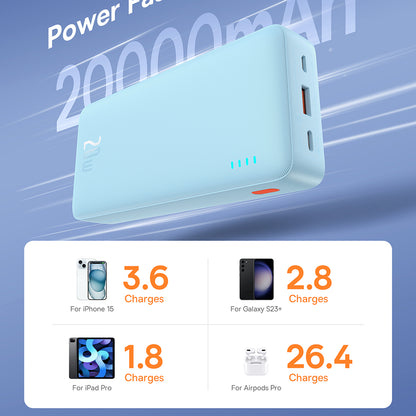 Externí baterie Baseus Airpow, 20000mAh, 20W, QC + PD, 1 x USB-A - 1 x USB-C, Modrá P10022804313-00