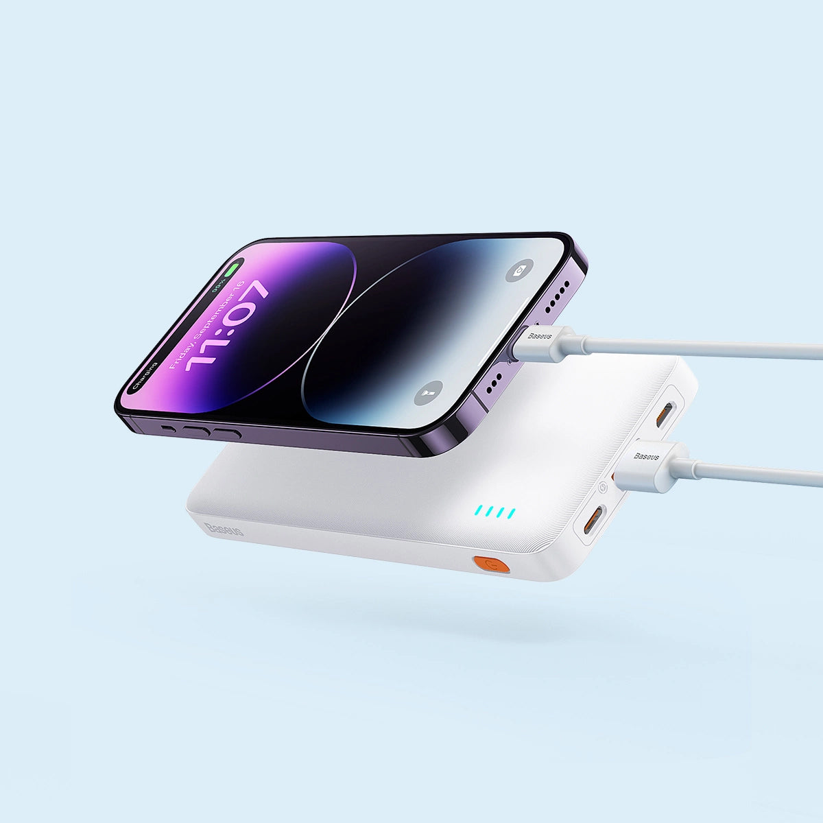 Externí baterie Baseus Airpow, 10000mAh, 20W, QC + PD, 1 x USB-A - 1 x USB-C, bílá