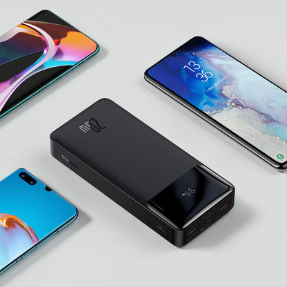 Baseus Bipow External Battery, 20000mAh, 20W, QC + PD, 1 x USB-C - 2 x USB-A, Black PPBD050501
