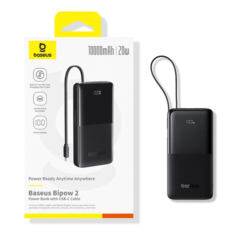 Externí baterie Baseus Bipow 2, 10000mAh, 20W, QC + PD, 1 x USB-A - 2 x USB-C, Černá P10077101113-00