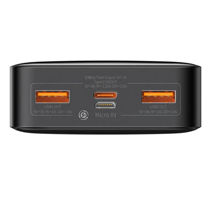 Baseus Bipow External Battery, 20000mAh, 20W, QC + PD, 1 x USB-C - 2 x USB-A, Black PPBD050501