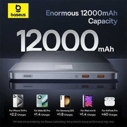 Externí baterie Baseus Blade 2, 12000mAh, 65W, PD, 2 x USB-C, oranžová P10063801733-00