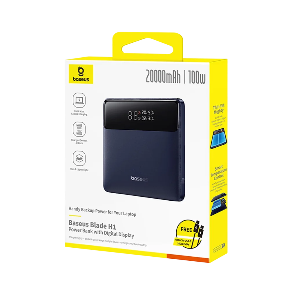 Externí baterie Baseus Blade H1, 20000mAh, 100W, QC + PD, 2 x USB-A - 2 x USB-C, černá P10021604123-00