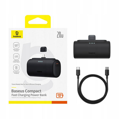 Externí baterie Baseus Compact, 5000mAh, 20W, PD, 1 x Lightning - 1 x USB-C, Černá P10068307113-00