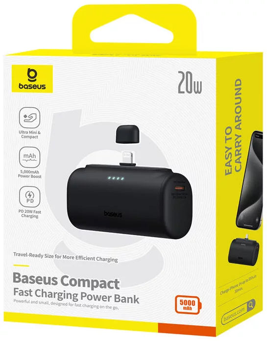 Externí baterie Baseus Compact, 5000mAh, 20W, PD, 1 x Lightning - 1 x USB-C, Černá P10068307113-00