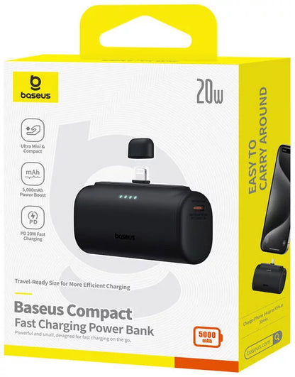 Externí baterie Baseus Compact, 5000mAh, 20W, PD, 1 x Lightning - 1 x USB-C, Černá P10068307113-00