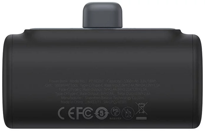 Externí baterie Baseus Compact, 5000mAh, 20W, PD, 1 x Lightning - 1 x USB-C, Černá P10068307113-00
