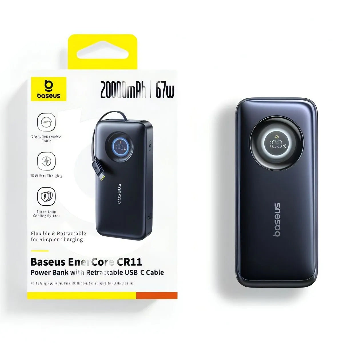 Externí baterie Baseus EnerCore CR11, 20000mAh, 67W, PD, 2 x USB-C, Černá E0027H00