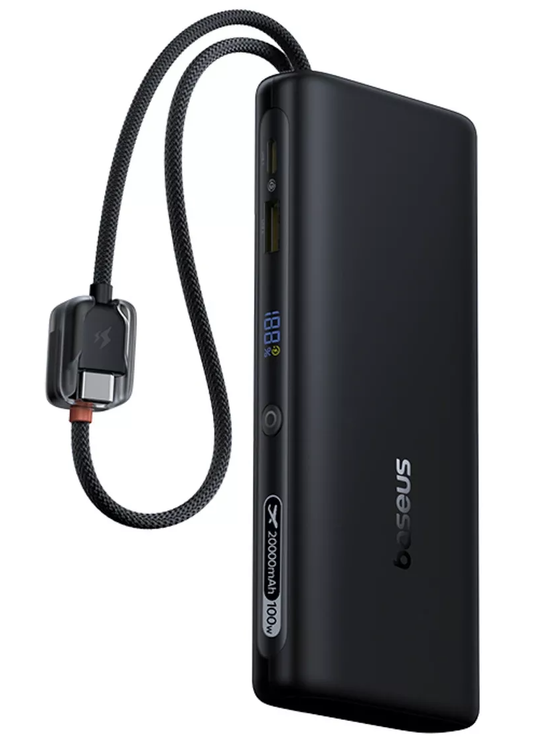 Externí baterie Baseus EnerFill FC41, 20000mAh, 100W, QC + PD, 1 x USB-A - 3 x USB-C, Černá E0028N03