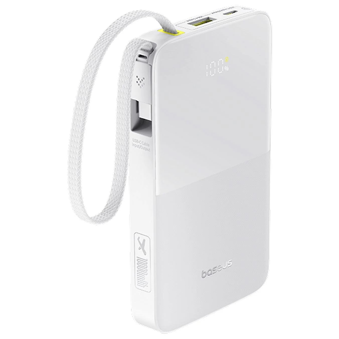 Externí baterie Baseus EnerFill Bipow2 Pro, 10000mAh, 22.5W, QC + PD, 1 x USB-A - 2 x USB-C, Bílá E0027601