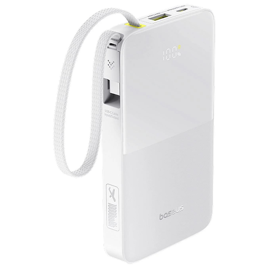 Externí baterie Baseus EnerFill Bipow2 Pro, 10000mAh, 22.5W, QC + PD, 1 x USB-A - 2 x USB-C, Bílá E0027601