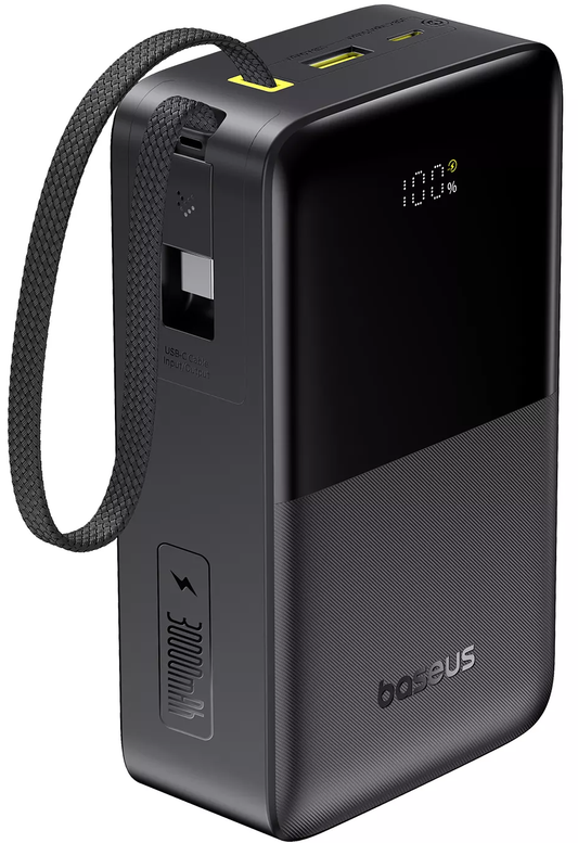 Externí baterie Baseus EnerFill Bipow2 Pro, 30000mAh, 22.5W, QC + PD, 1 x USB-A - 2 x USB-C, Černá E0028100