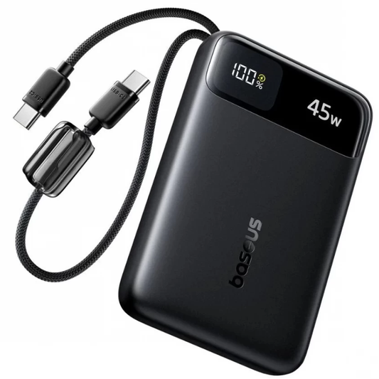 Externí baterie Baseus EnerFill FC11, 10000mAh, 45W, QC + PD, 1 x USB-A - 3 x USB-C, Černá E0031000