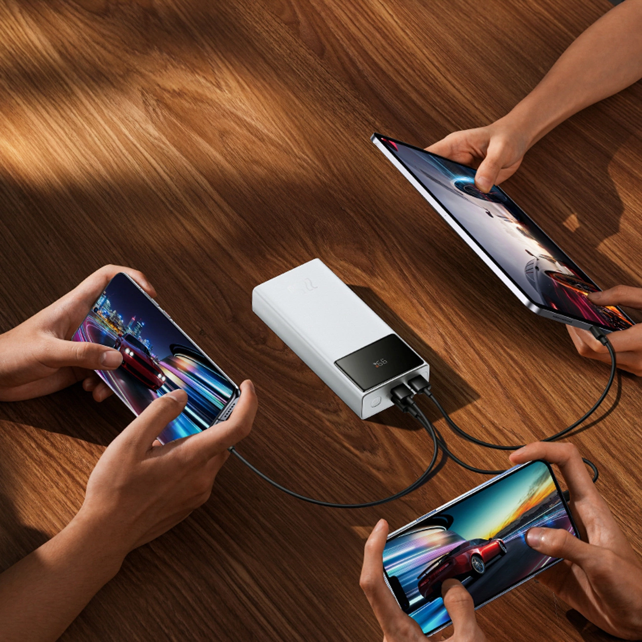 Externí baterie Baseus EnerFill FP41, 30000mAh, 22.5W, QC + PD, 1 x USB-C - 2 x USB-A, Bílá
