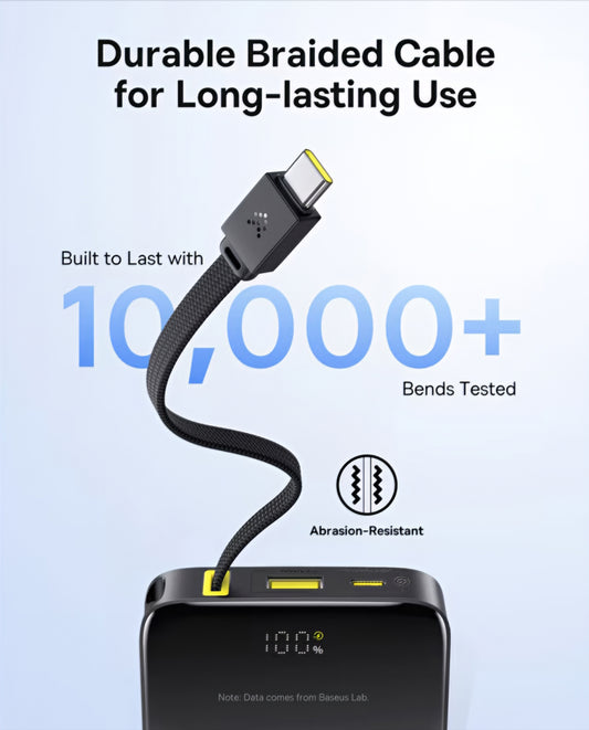 Externí baterie Baseus EnerFill Bipow2 Pro, 10000mAh, 22.5W, QC + PD, 1 x USB-A - 2 x USB-C, Černá E0027600