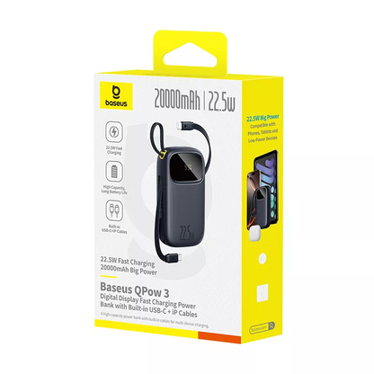 Externí baterie Baseus EnerFill FC31, 20000mAh, 22,5W, QC + PD, 1 x Lightning - 1 x USB-A - 2 x USB-C, černá P10082107123-00