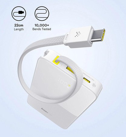 Externí baterie Baseus EnerFill Bipow2 Pro, 10000mAh, 22.5W, QC + PD, 1 x USB-A - 2 x USB-C, Bílá E0027601