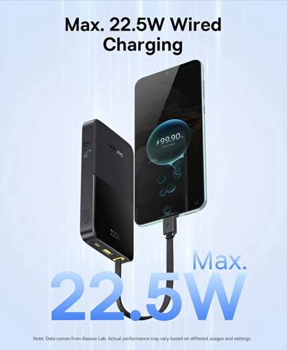 Externí baterie Baseus EnerFill Bipow2 Pro, 10000mAh, 22.5W, QC + PD, 1 x USB-A - 2 x USB-C, Černá E0027600