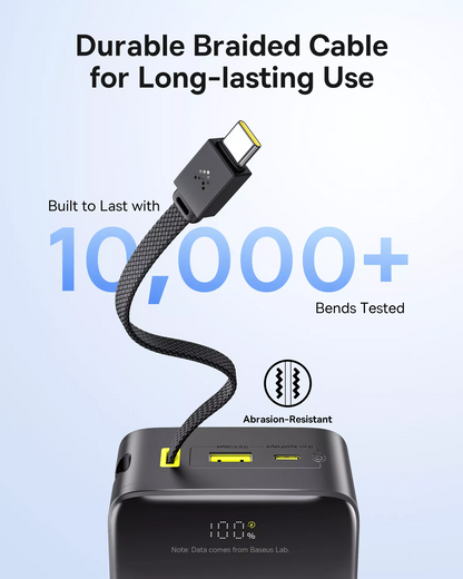 Externí baterie Baseus EnerFill Bipow2 Pro, 30000mAh, 22.5W, QC + PD, 1 x USB-A - 2 x USB-C, Černá E0028100