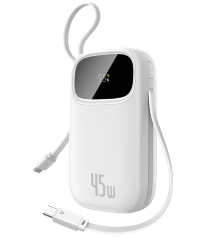 Externí baterie Baseus EnerFill FC31, 20000mAh, 45W, QC + PD, 1 x Lightning - 1 x USB-A - 2 x USB-C, Bílá P10082105213-00
