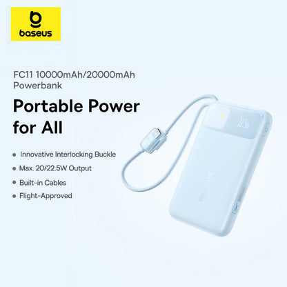 Externí baterie Baseus EnerFill FC11, 20000mAh, 22,5W, QC + PD, 1 x Lightning - 1 x USB-A - 2 x USB-C, modrá E0027S06