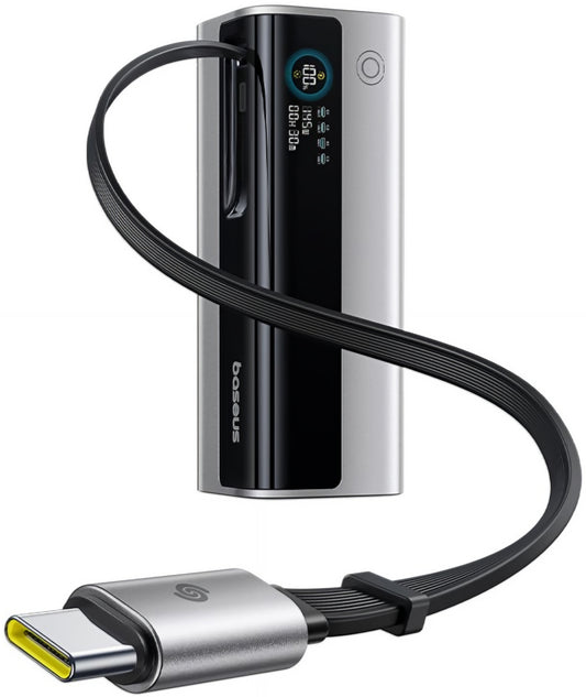 Externí baterie Baseus EnerGeek GR11, 20000mAh, 145W, QC + PD, 1 x USB-A - 3 x USB-C, Stříbrná E0027B02