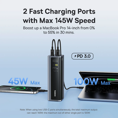 Externí baterie Baseus EnerGeek GP12, 20800mAh, 145W, QC + PD, 2 x USB-A - 2 x USB-C, Šedá P10082109813-00