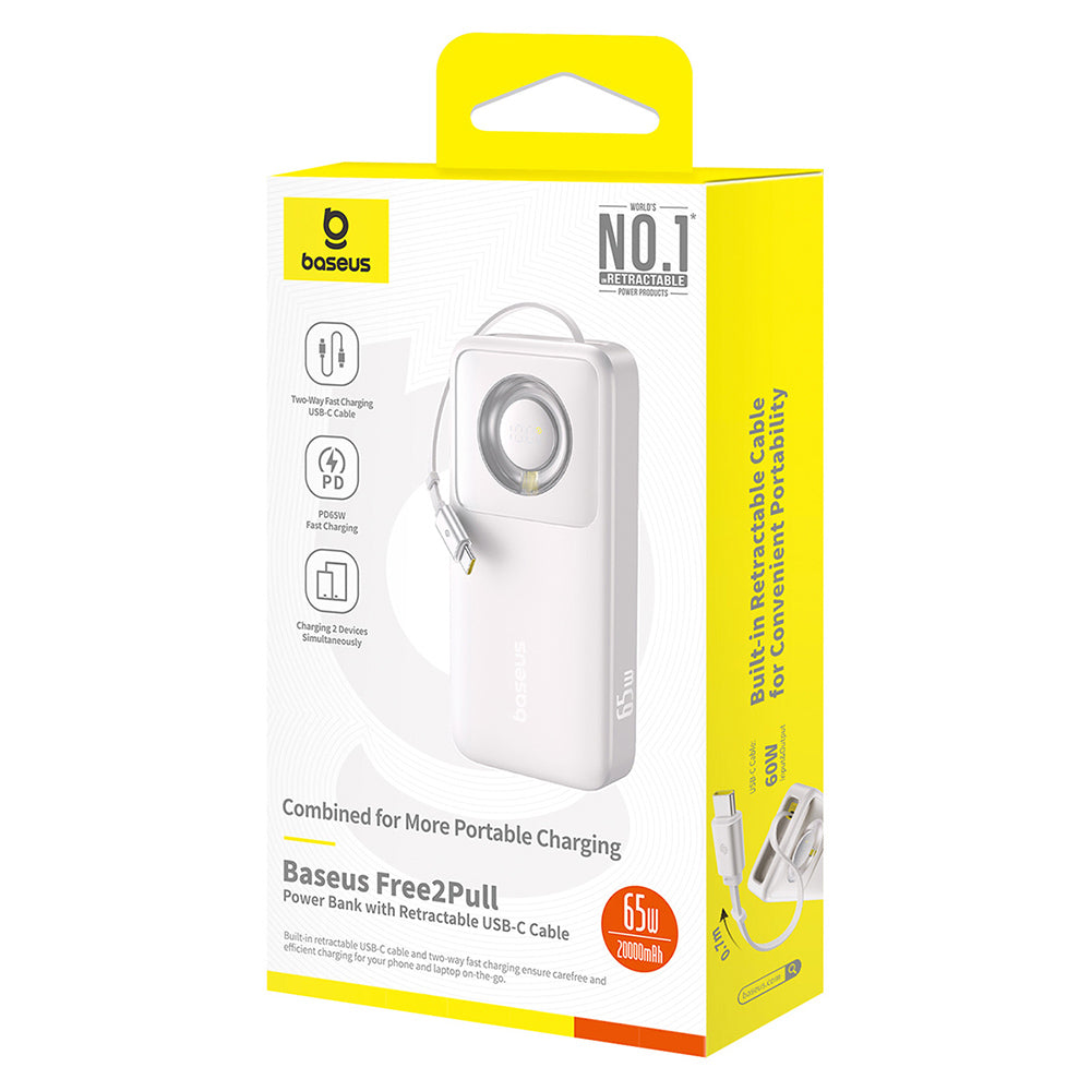 Externí baterie Baseus Free2Pull, 20000mAh, 65W, PD, 2 x USB-C, šedá P10073700843-00