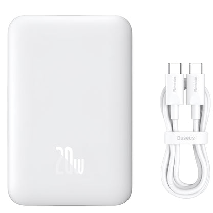 Externí baterie Baseus Magnetic Mini, 10000mAh, 20W, PD + FQI, 1 x USB-C, Bílá P10059001223-00