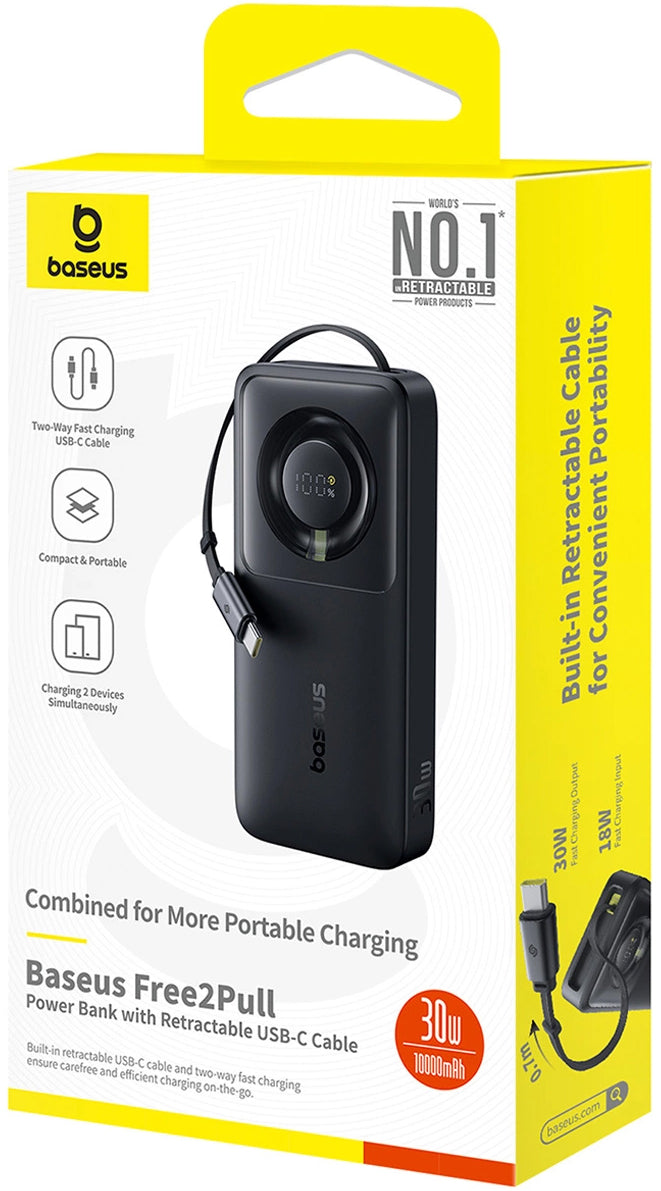 Externí baterie Baseus OS Free2Pull, 10000mAh, 30W, PD, 2 x USB-C, Černá P10073701123-00