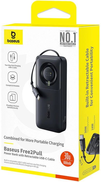 Externí baterie Baseus OS Free2Pull, 10000mAh, 30W, PD, 2 x USB-C, Černá P10073701123-00