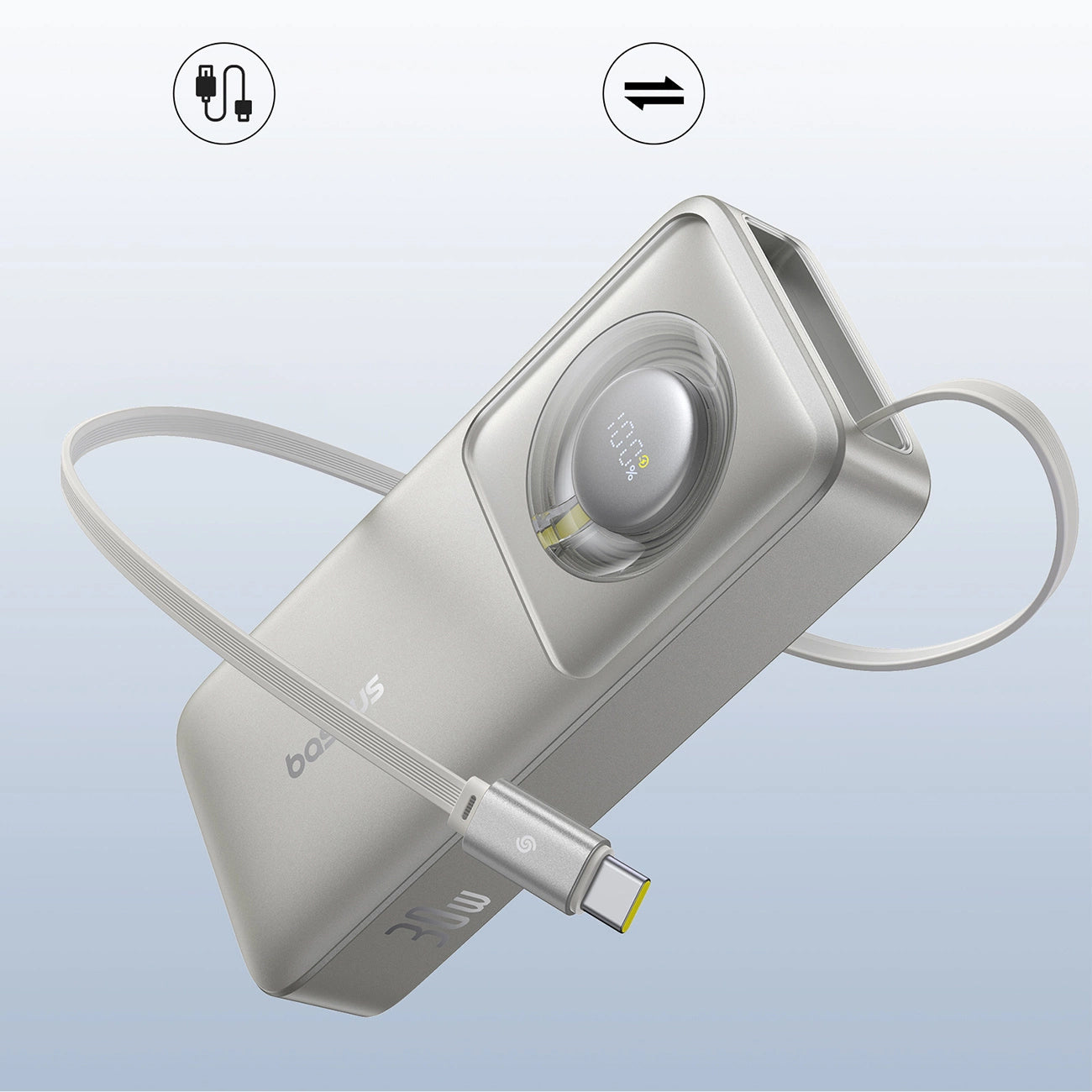Externí baterie Baseus OS Free2Pull, 10000mAh, 30W, PD, 2 x USB-C, šedá P10073701843-00