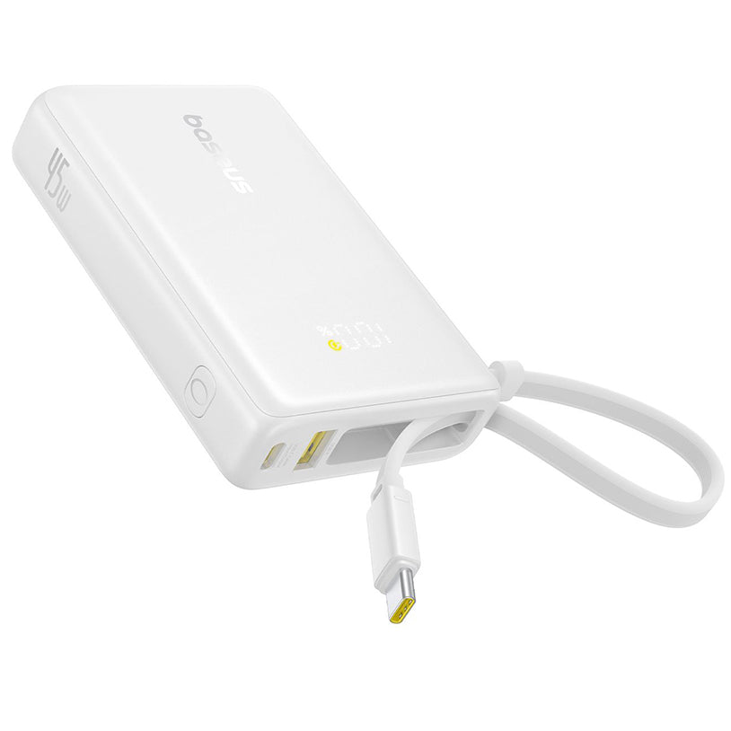 Externí baterie Baseus PicoGo, 10000mAh, 45W, QC + PD, 1 x USB-A - 2 x USB-C, Bílá P10076803213-00