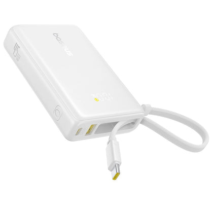 Externí baterie Baseus PicoGo, 10000mAh, 45W, QC + PD, 1 x USB-A - 2 x USB-C, Bílá P10076803213-00
